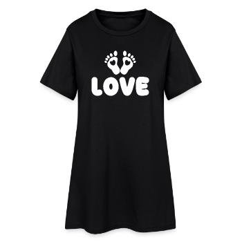 Grossesse Mère Cœur Bébé Pieds - Robe T-shirt Femme - noir - Devant