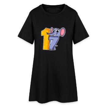 1 an - inscription à l’école - motif éléphant - Robe T-shirt Femme - noir - Devant