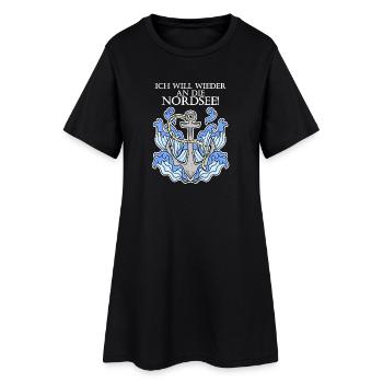 Anker Nordsee Plattdeutsch Spruch Moin - Frauen T-Shirt-Kleid - Schwarz - Vorne