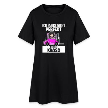 Staplerfahrerin Gabelstapler Lager Logistik Damen - Frauen T-Shirt-Kleid - Schwarz - Vorne
