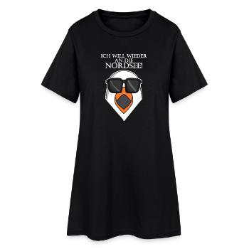 Nordsee Plattdeutsch Spruch Moin Möwe - Frauen T-Shirt-Kleid - Schwarz - Vorne