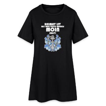 Anker Nordsee Plattdeutsch Spruch Moin - Frauen T-Shirt-Kleid - Schwarz - Vorne
