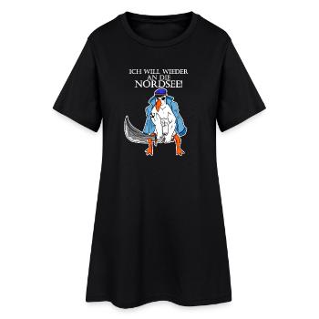 Nordsee Plattdeutsch Spruch Moin Möwe - Frauen T-Shirt-Kleid - Schwarz - Vorne