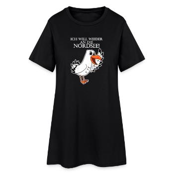Nordsee Plattdeutsch Spruch Moin Möwe - Frauen T-Shirt-Kleid - Schwarz - Vorne