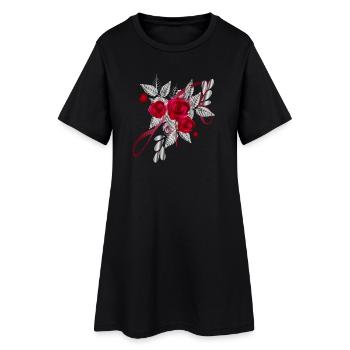 Bouquet argenté de la Saint-Valentin avec des roses - Robe T-shirt Femme - noir - Devant