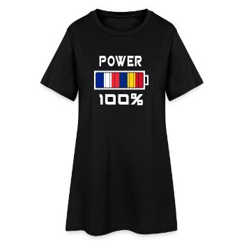 Rumänien und Frankreich Power 100% - Frauen T-Shirt-Kleid - Schwarz - Vorne