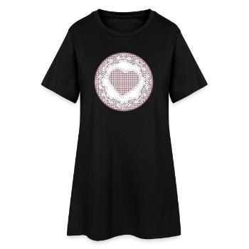 Nostalgia cake tip label in dusky pink with heart - Women’s T-Shirt Dress - black - Front