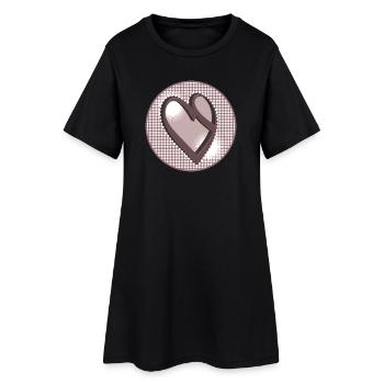 Nostalgia label in dusky pink with calligraphy heart - Women’s T-Shirt Dress - black - Front