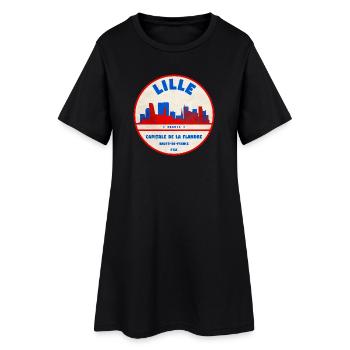 Insigne rétro de la Skyline de Lille - Robe T-shirt Femme - noir - Devant