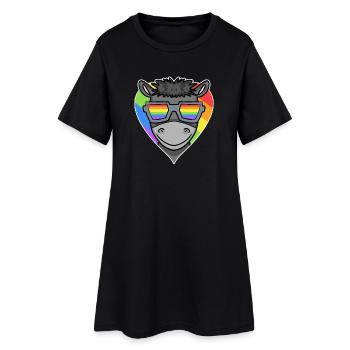 Animal gay Cœur arc-en-ciel - Robe T-shirt Femme - noir - Devant