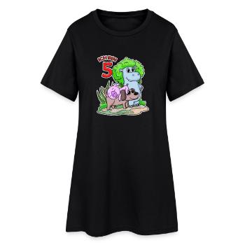 5 Jahre alt - 5. Geburtstag mit Tier Motiv - Frauen T-Shirt-Kleid - Schwarz - Vorne