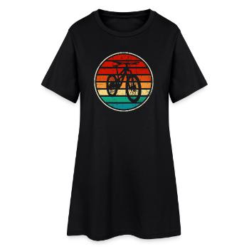 Coucher de soleil à vélo arc-en-ciel rétro - Robe T-shirt Femme - noir - Devant