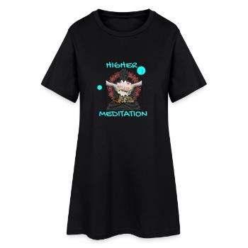 Higher Meditation Buddha with Flowers - Women’s T-Shirt Dress - black - Front