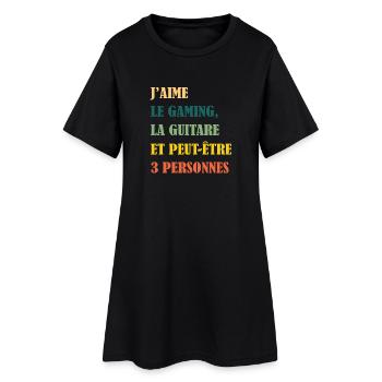 j'aime la quitare le gaming Cadeau guitariste - Robe T-shirt Femme - noir - Devant