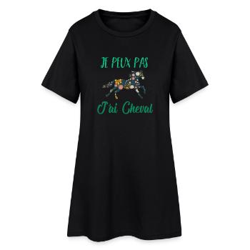 Je peux pas j'ai cheval florale poney equitation - Robe T-shirt Femme - noir - Devant