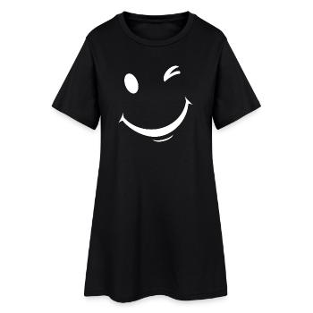 Expression de clin d’œil blanc - Robe T-shirt Femme - noir - Devant