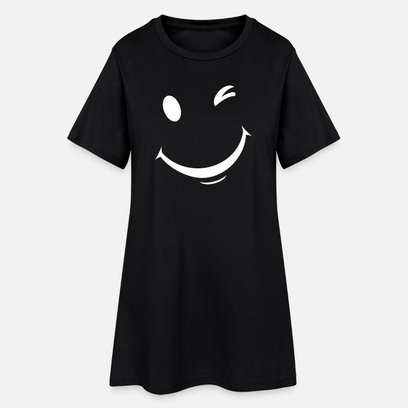 Expression de clin d’œil blanc - Robe T-shirt Femme - noir