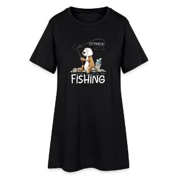 Droll Angler Otter Fishing Saying Fishing - Women’s T-Shirt Dress - black - Front