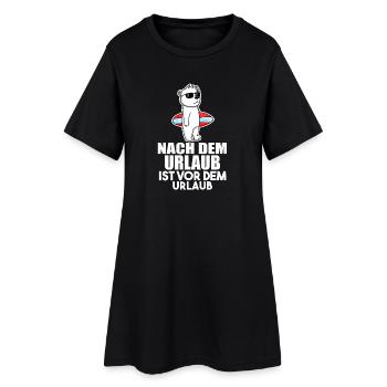 Urlaub Surfen Meer Bär - Frauen T-Shirt-Kleid - Schwarz - Vorne