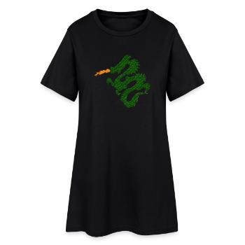 chinesische fantasymotive, Asiadrache Mosaikmuster - Frauen T-Shirt-Kleid - Schwarz - Vorne