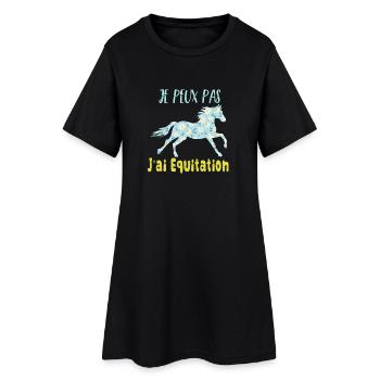 Je peux pas j'ai equitation florale poney cheval - Robe T-shirt Femme - noir - Devant