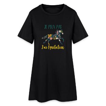 Je peux pas j'ai equitation florale poney cheval - Robe T-shirt Femme - noir - Devant
