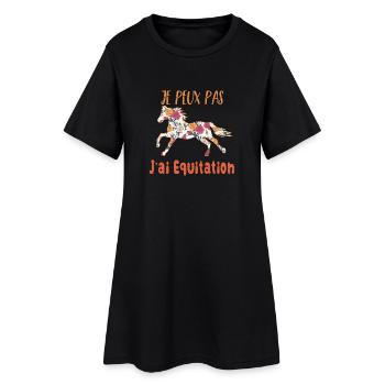 Je peux pas j'ai equitation florale poney cheval - Robe T-shirt Femme - noir - Devant