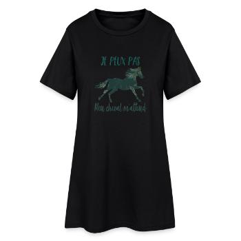 Je peux pas mon cheval m'attend - florale poney - Robe T-shirt Femme - noir - Devant