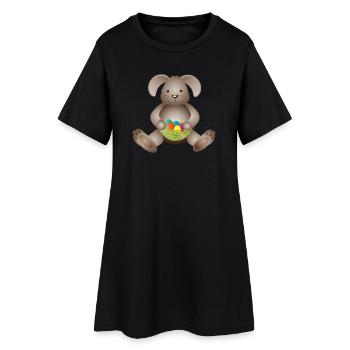 petit lapin de Pâques avec un nid de Pâques plein d’œufs de Pâques - Robe T-shirt Femme - noir - Devant