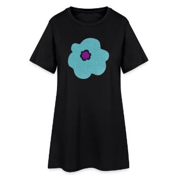 Blume skandinavisch Dekoration Punkte Blüte Flower - Frauen T-Shirt-Kleid - Schwarz - Vorne