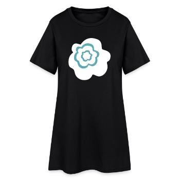 Fleur Blanc Points Décoration Scandinave - Robe T-shirt Femme - noir - Devant