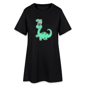 Dinosaure avec famille Baby Dinosaur - Robe T-shirt Femme - noir - Devant