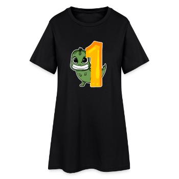 1 an - Inscription - Motif dinosaure - Robe T-shirt Femme - noir - Devant