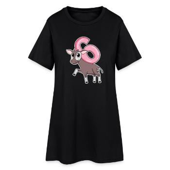 6 ans - 6ème anniversaire avec motif animal - Robe T-shirt Femme - noir - Devant