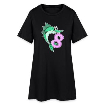 8 Jahre alt - 8. Geburtstag mit Tier Motiv - Frauen T-Shirt-Kleid - Schwarz - Vorne