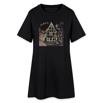 Dessin au trait de Quedlinburg, Harz, Allemagne - Robe T-shirt Femme - noir - Devant