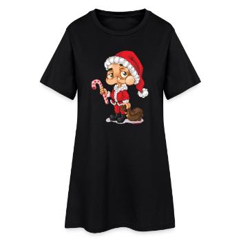Weihnachtsmann Nikolaus Santa - Frauen T-Shirt-Kleid - Schwarz - Vorne