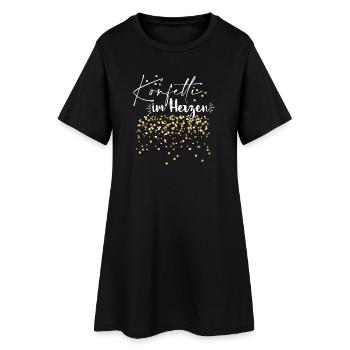 Konfetti im Herzen - Frauen T-Shirt-Kleid - Schwarz - Vorne