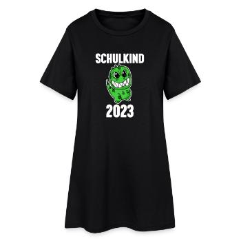 Schuldkind Einschulung Dinosaurier 2023 - Frauen T-Shirt-Kleid - Schwarz - Vorne