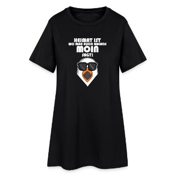 Plattdeutsch Spruch Moin Möwe Nordsee - Frauen T-Shirt-Kleid - Schwarz - Vorne
