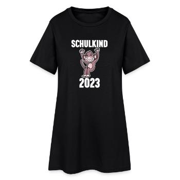 Schuldkind Einschulung Affe 2023 - Frauen T-Shirt-Kleid - Schwarz - Vorne