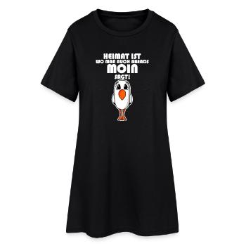 Nordsee Plattdeutsch Spruch Moin Möwe - Frauen T-Shirt-Kleid - Schwarz - Vorne