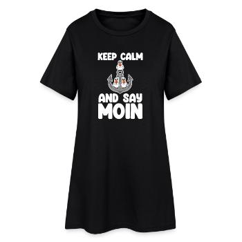 Nordsee Plattdeutsch Spruch Moin Möwe Anker - Frauen T-Shirt-Kleid - Schwarz - Vorne