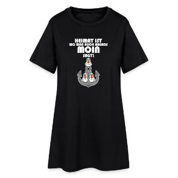 Nordsee Plattdeutsch Spruch Moin Möwe Anker - Frauen T-Shirt-Kleid - Schwarz - Vorne