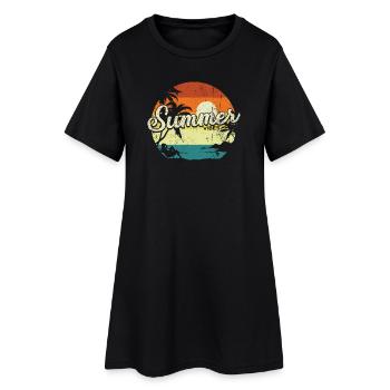 Ambiance estivale Coucher de soleil Rétro - Robe T-shirt Femme - noir - Devant
