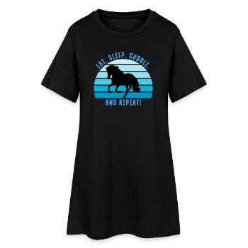 Poney gallois galopant coucher de soleil dans un style rétro - Robe T-shirt Femme - noir - Devant