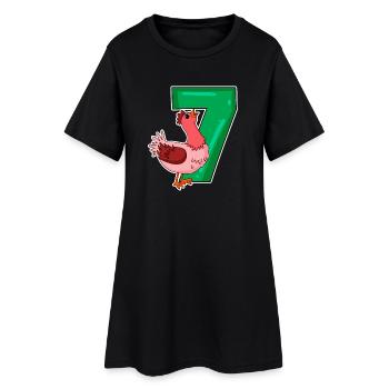 7 ans - 7ème anniversaire avec motif animal - poulet - Robe T-shirt Femme - noir - Devant