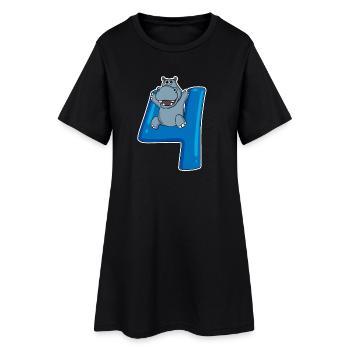 4 ans - 4ème anniversaire avec motif animal - Robe T-shirt Femme - noir - Devant