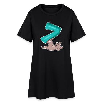 7 ans - 7ème anniversaire avec motif animal - Robe T-shirt Femme - noir - Devant
