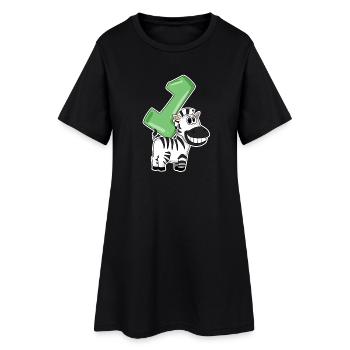 1 an - Inscription - Zebra Motif - Gagnant - Robe T-shirt Femme - noir - Devant